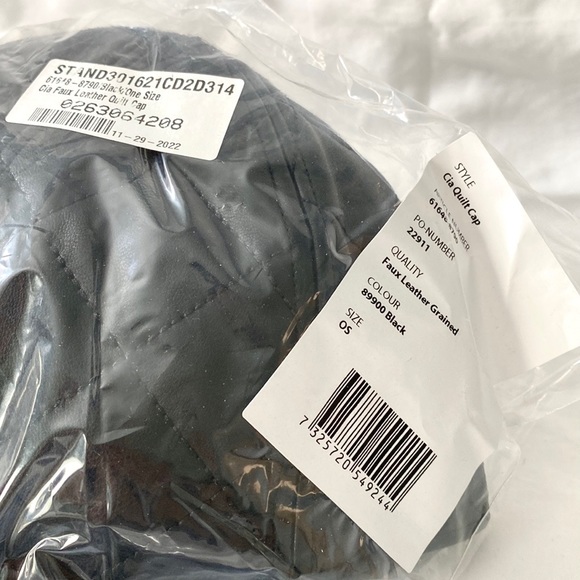 STAND STUDIO Black Faux Leather Quilted Cap - Picture 16 of 16